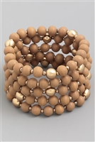 Multi Strand Wooden Bracelet Set - Brown