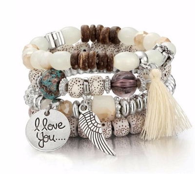 Bracelet stack love - brown or purple