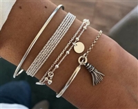 Silver stackable bracelets - 4  piece set
