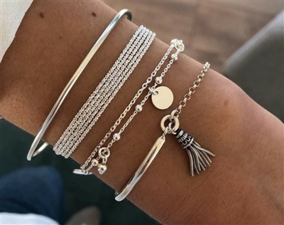 Silver stackable bracelets - 4  piece set