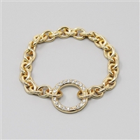 Glass Stone Pave Hoop Linked Chain Bracelet