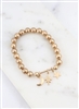 Gold Beaded Bracelet with Bar and Charms