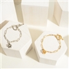 Simple Chain Link Bracelet with Miniature Bow Charm - gold or silver