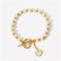 Luxe Love Crest Gold and Pearl Bracelet