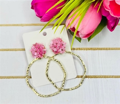 Pink Petal Goldtone Earrings