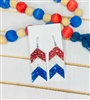 Red white and blue sparkly chevron earrings
