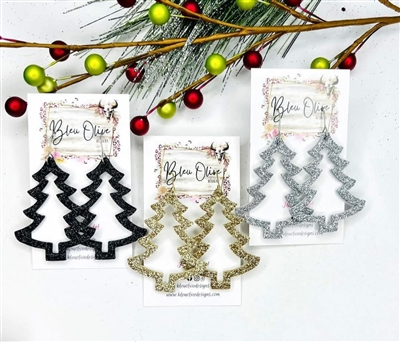 Glitter Tree Silhouette Earrings