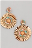 Beaded Circle Leaf Drop Earrings - Multi