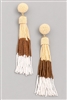 Seed Beaded Tassel Dangle Earrings - White