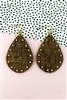 Goldtone Studded Brown Cork Teardrop Earrings