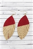 Crave Gold-dipped Burgundy Faux Snakeskin Leaf Earrings