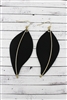 Crave Goldtone and Black Faux Leather Leaf Earrings