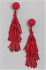 Seed Beaded Fringe Earrings - Red