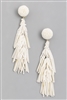 Seed Beaded Fringe Earrings - White