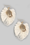 Layered Thread Feather Earrings - Ivory