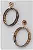 Snake Print Hoop Drop Earrings - BROWN