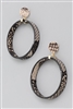 Snake Print Hoop Drop Earrings - GRAY