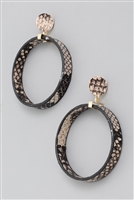 Snake Print Hoop Drop Earrings - GRAY