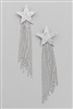 Rhinestone Star Chain Fringe Earrings - Silver