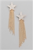 Rhinestone Star Chain Fringe Earrings - Gold