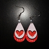 Red heart teardrop 3D Sublimated wooden earrings