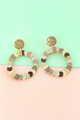 Cream Multi Color Overlapping Disk Circle Earrings