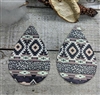 Faux Leather Aztec Leopard Pastel Teardrop Earrings