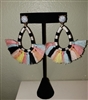 Multi Light Denver Marble Embroidert Tassel Earrings