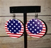 Stars and Stripes Patriotic Synthetic Leather Round Earrings