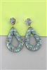 Blue Seed Bead Open Teardrop Earrings