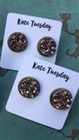 Rose gold round druzy earrimgs