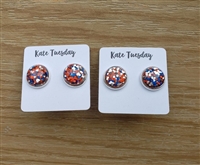 Red White and Blue Confetti Studs
