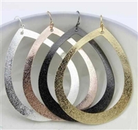 Metallic Teardrop Earrings - Open Style