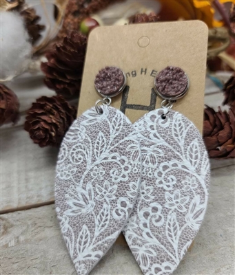 Petal White Lace Druzy Earrings