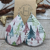 Holiday Quirky Trees Cork on Leather