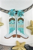 Bejeweled Seed Bead Turquoise Yee Haw Boot Earrings