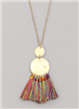 Disc Tassel Multi-Color Pendant Necklace - Long