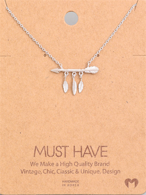 Dainty Boho Arrow Pendant Necklace - Silver colored