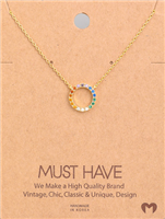 Rainbow Circle Pendant Necklace - Gold colored