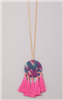 Stained Glass Tassel Charm Necklace - Fuchsia