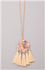 Stained Glass Tassel Charm Necklace - Natural