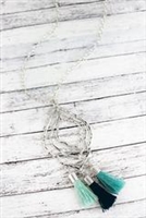 Crave Silvertone Moroccan with Blue Tonal Tassels Pendant Necklace