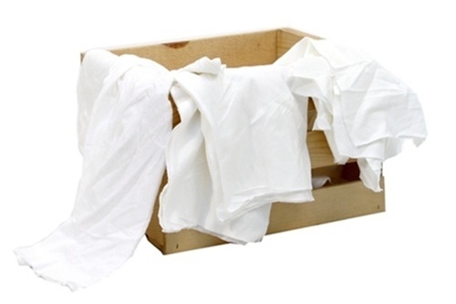 New White T-shirt Rags, Small Cut, 50-lb box - Y-pers, Inc.