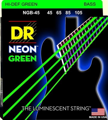 Hi-Def Neon Green Coated Bass Strings 45-105 Medium