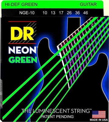 Hi-Def Neon Green Coated Electric Guitar Strings 10-46 Medium