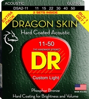 Dragon Skin Clear Coat Acoustic Guitar Strings 11-50 Custom Light (2 PK)