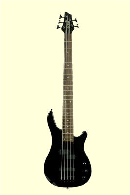 Glen Burton Black 5 String Solid Body Electric Bass Guitar