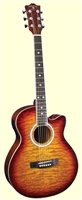 Indiana Madison Deluxe Quilt Acoustic Electric Guitar (Multi-Colors)