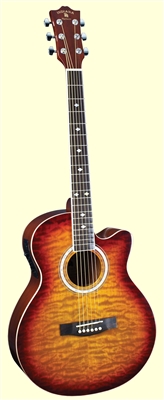 Indiana Madison Deluxe Quilt Acoustic Electric Guitar (Multi-Colors)