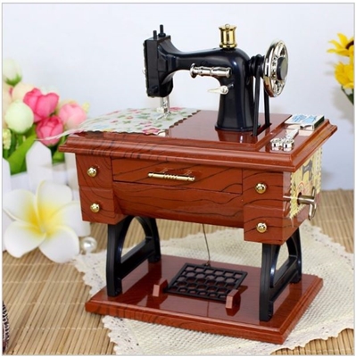 Vintage Treadle Sewing Machine Music Box